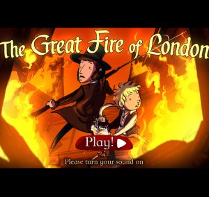 The start screen of the Great Fire of London game.