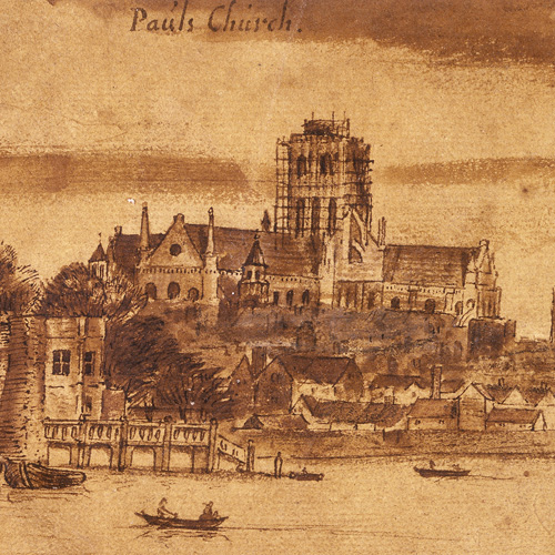 Drawing of St Paul’s Cathedral before the fire