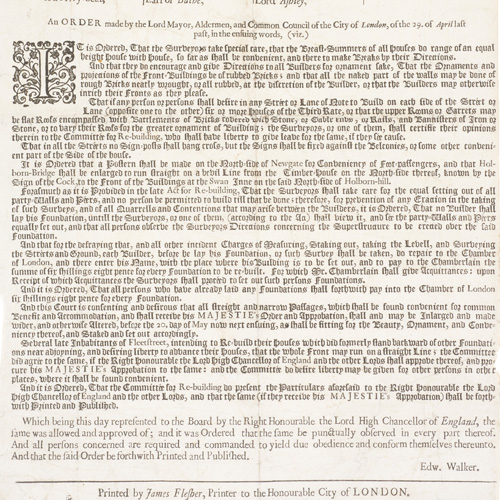 Building regulations order, 8 May 1667