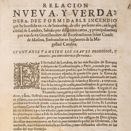 Spanish account of the Great Fire, 1666