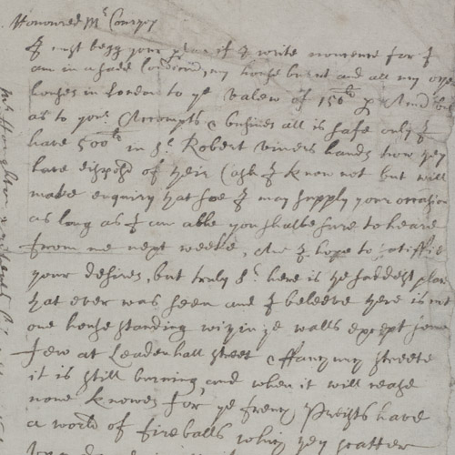 Letter from a merchant describing his losses