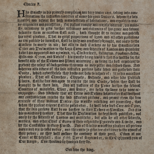 Printed royal proclamation, 1666